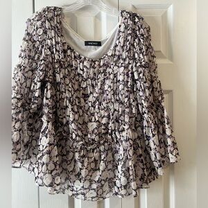 Nine West Women's Floral Blouse - Black and White